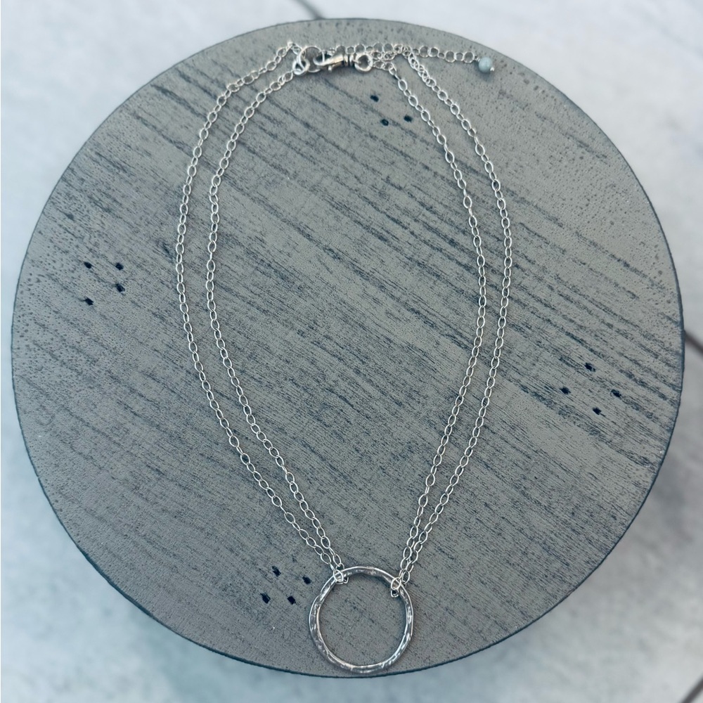 Sterling Silver 16” (to 18”) Double Chain Necklace with 1” Round Pendant